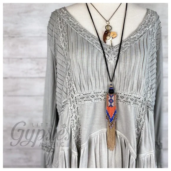 POL Stone Grey Tie it Up Bohemian Tunic - Picture 6 of 12